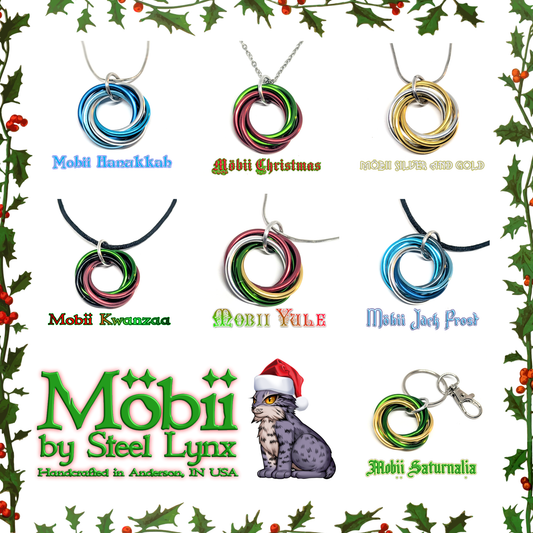 Möbii® Happy Holidays - Winter Celebrations - Stylish Discreet Fidget Fashion Wear: Necklaces, Earrings, Keychains