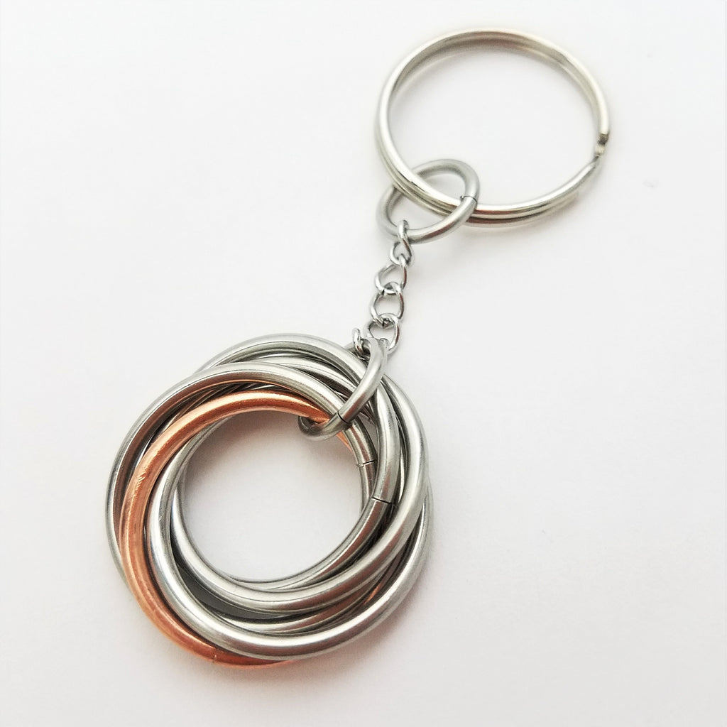 Möbii® KEYCHAIN, Stainless Steel and Copper: Fidget EDC Keychain Fob for Everyday Carry